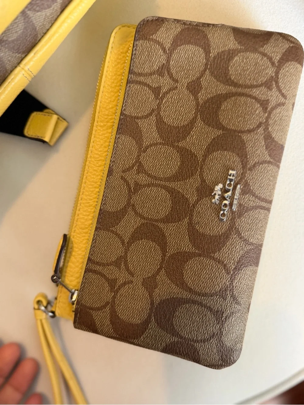 Butter Yellow Coach Backpack and Pouch